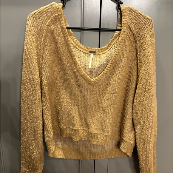 Free people De Soleil Yellow Crop Sweater | Color: Yellow sz medium - Picture 2 of 4